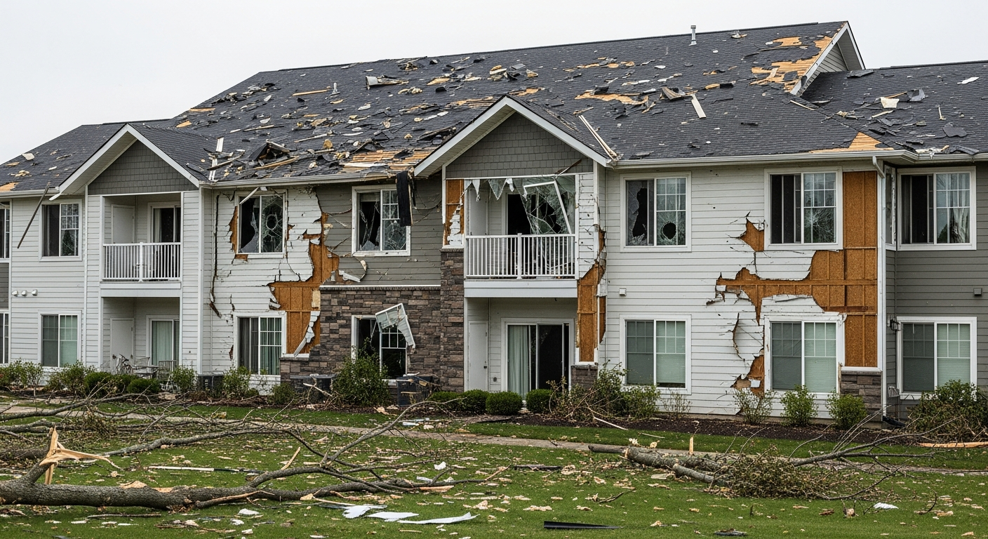 Severe apartment complex damage