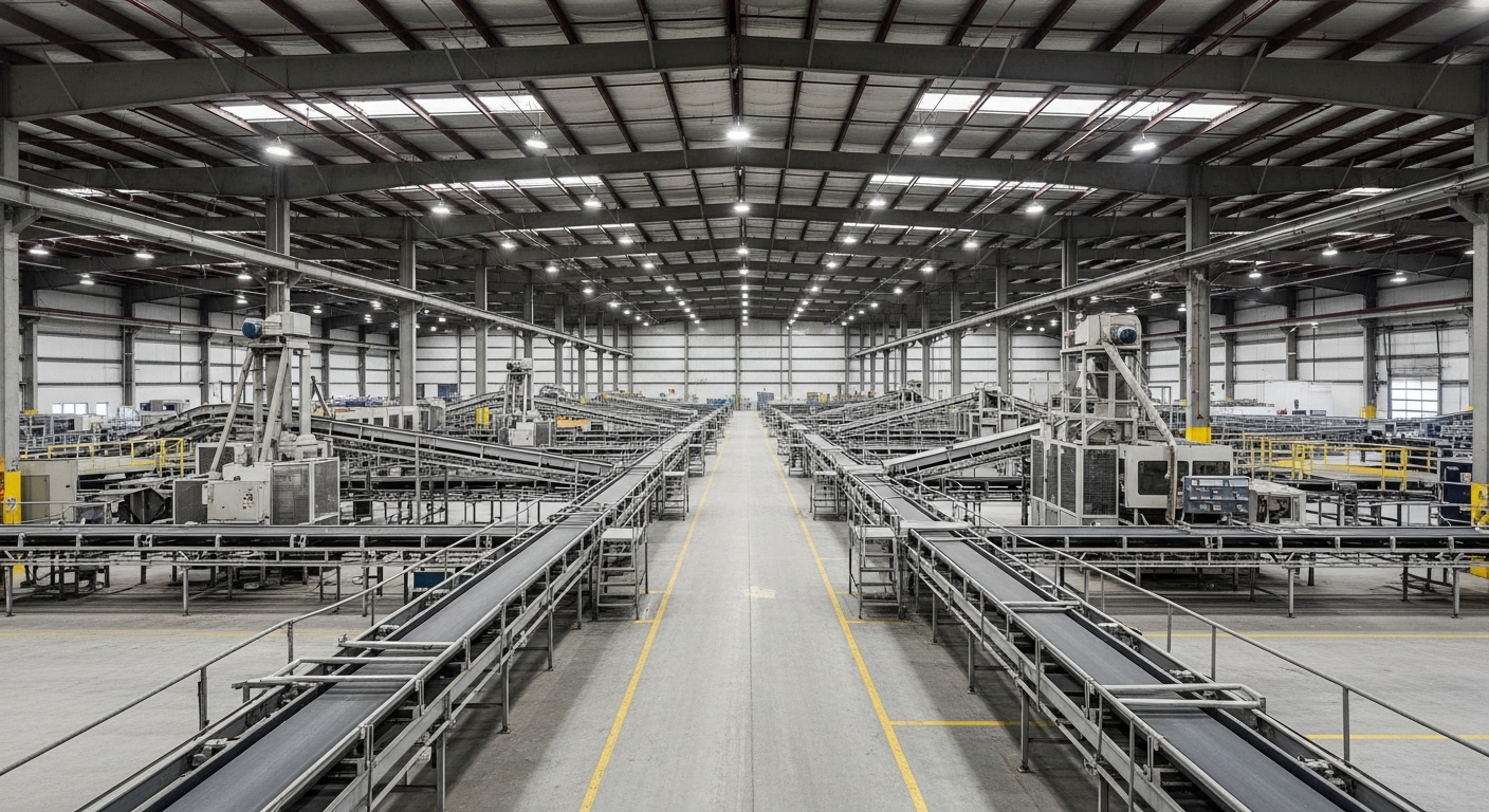 Empty warehouse with idle equipment