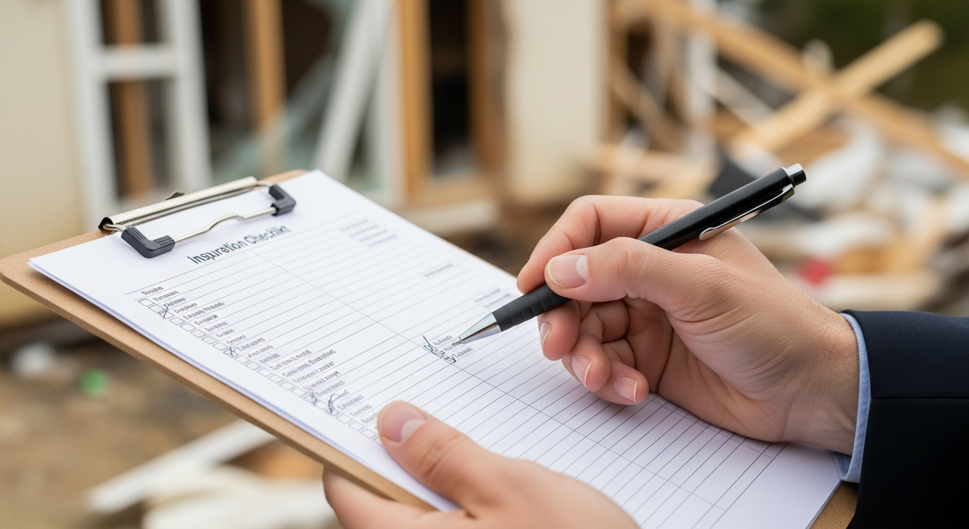 Insurance adjuster inspecting damage